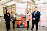 The Mayor and Deputy Mayor of Antrim and Newtownabbey join peacebuilders Eileen Weir and Anne Carr. (Pic: Contributed).