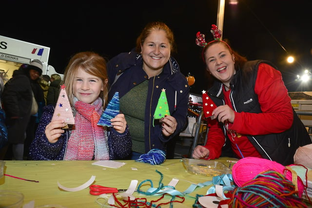 Lindsay and Kristen McCullagh with Leanne Mulhern at the Christmas Market in Dundonald