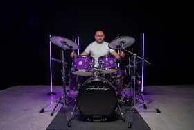 Lisburn man Allister Brown is aiming to beat the world record by drumming for 150 hours and is hoping to raise as much money as possible for charity. Pic credit: Speed Motion Films Ltd