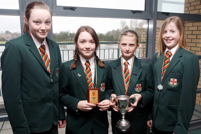 Friends’ School pupils Keely Mason, Bronagh Walsh, Katie Conn and Ruth Hanna who won the Year 8 Girls Cup in the Ulster Schools Badminton Finals in 2008
