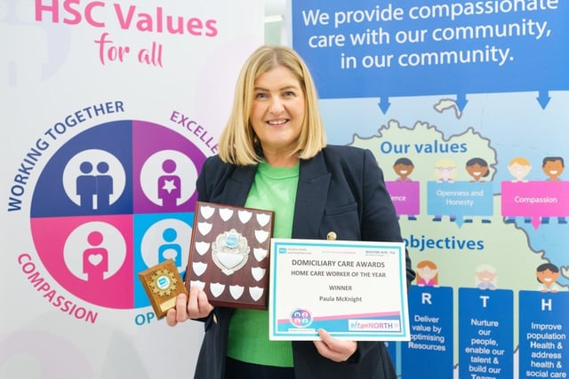 Coleraine Homecare worker Paula McKnight, winner of the Homecare Worker of the Year award.