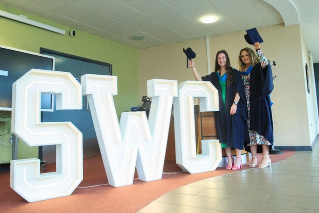 South West College (SWC) Omagh graduates from left are Jill Halliday from Kilrea alongside Meghan ONeill from Dungiven, celebrating their achievements on the Open University BSc (Hons) in Construction Engineering and Management.