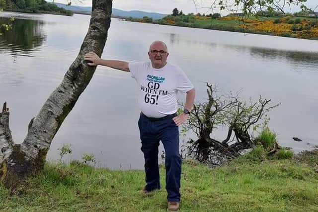 Gerry Donnelly pictured at Lough Fea where he will be doing 17 laps to raise money for Macmillan. Credit: Gerry Donnelly