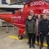 The Drysdale family at the Air Ambulance base.  Photo: Air Ambulance NI