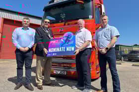 Pictured at the launch of the Armagh, Banbridge and Craigavon (ABC) Junior Sports Awards 2025 (L-R) Peter Smith (Manfreight Ltd); Lord Mayor, Alderman Stephen Moutray; Cathal O’Neill (Chairman, ABC Sports Forum) and Paddy Connolly (Manfreight Ltd).