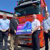 Pictured at the launch of the Armagh, Banbridge and Craigavon (ABC) Junior Sports Awards 2025 (L-R) Peter Smith (Manfreight Ltd); Lord Mayor, Alderman Stephen Moutray; Cathal O’Neill (Chairman, ABC Sports Forum) and Paddy Connolly (Manfreight Ltd).