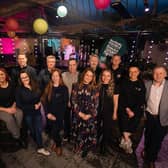 Pictured at the NI Spirits Trail launch event is Tourism NI’s Food & Drink Tourism Manager, Gary Quate alongside Experience Development Executive Officer, Sylvia Trueick with a representative from each of the 10 participating distilleries.