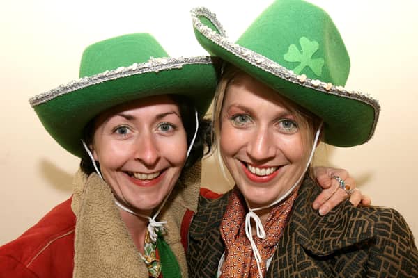 Maeve Metrustry and Eimear Murphy pictured enjoying the St. Patrick's Night Celebrations in St. Patrick's Hall Portrush in 2007
