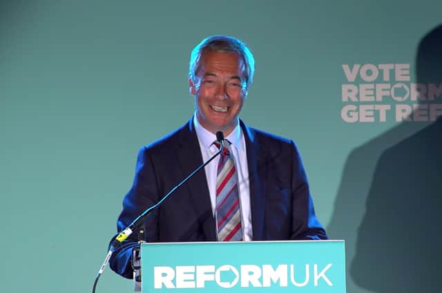 Reform UK leader Nigel Farage speaking in Tonbridge, Kent after Reform made significant gains in English local elections. Photo: PA/PA Wire