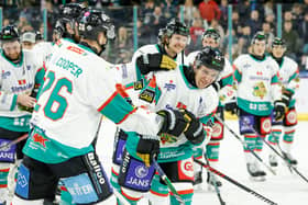 Belfast Giants' Ara Nazarian is awarded Giants man of the match. Photo by Philip Magowan / Press Eye