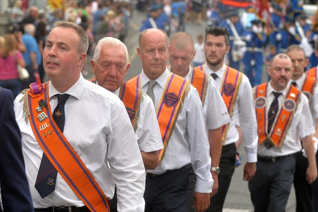 Brethren on parade during the Portadown mini Twelfth on Saturday evening. PT24-263.