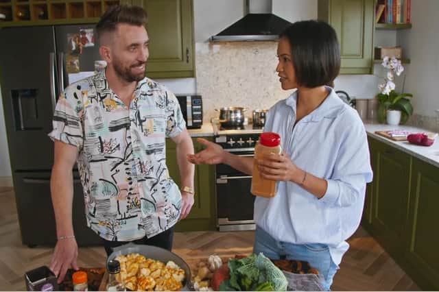 Presenter Ryan Hand picks up some culinary skills.  Picture: BBC