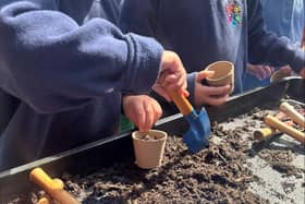 The students at Gleno Preschool in Larne has just received their first planters.