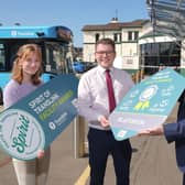 Celebrating success at the SPIRIT of Translink Facility Awards are l-r Rachel McCann, Peter O'Hare and John Thompson, Translink.