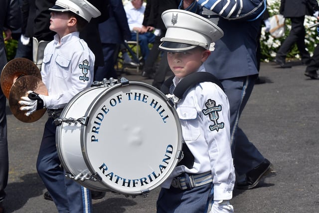 This young member of The Pride Of The Hill Band, Rathfriland looking the part with his mini sized bass drum. TH327.
