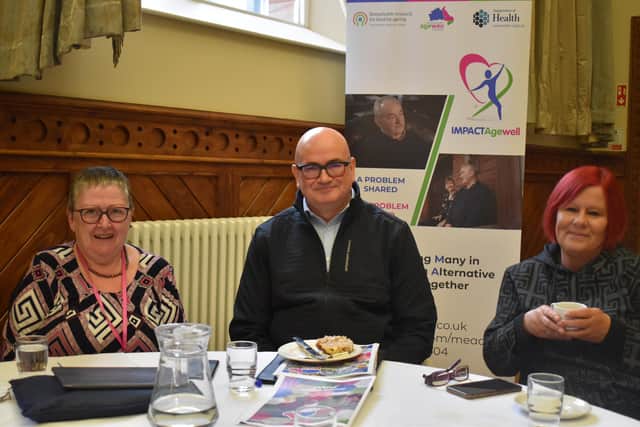 Joan McGuigan, Stephen Slaine and Deborah Neill (Agewell Trustees).  Photo: Mid and East Antrim Agewell Partnership