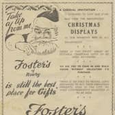 Christmas advertisement for Foster’s department store in Newry dating from 1952.  Note there were no sales on Boxing Day!