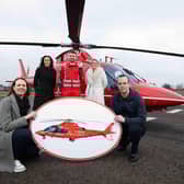 Sandra Wright, Head of Organisation and Workforce Design, NatWest Group; Kerry Anderson, AANI; James O’Callaghan, HEMS Paramedic; Colleen Milligan, AANI and David Sinton, Ulster Bank Branch Manager, Lisburn. Pic credit: Kelvin Boyes