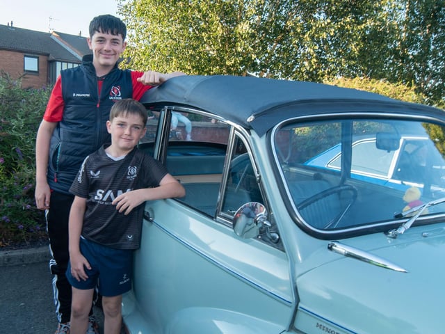 Joshua, left, and Alfie Willis enjoying the vintage rally.