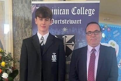 Oliver Knox with Dominican College principal Gerry Lynch. Credit Dominican College