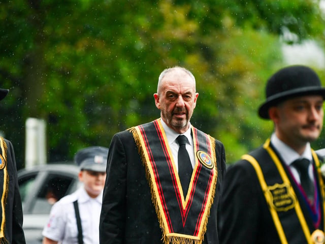 Taking part in the Royal Black Institution 'Last Saturday' parade in Dundonald.