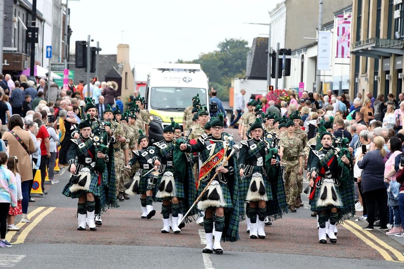 The Band of The Royal Irish Regiment, the Bugles, Pipes and Drums of both battalions and Campbell College Pipes and Drums featured in the special event.