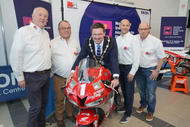 (L-R) Kenny Gardner, Malcolm Beattie, Councillor Scott Carson (Mayor of Lisburn & Castlereagh City Council), Jonathan Fairley and David Nelson