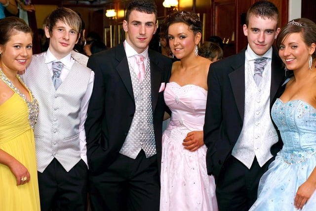Ballycastle High School pupil Jodie McGrath and partner pictured along with Gary Trafford, Charlotte Miller, Richard McConaghie and Holly Chambers at the formal in 2010
