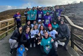 Friends and family of Jamie Blackwood climbed the Stairway to Heaven in Fermanagh to raise money for charity in his memory, Pic contributed by Victoria Blackwood