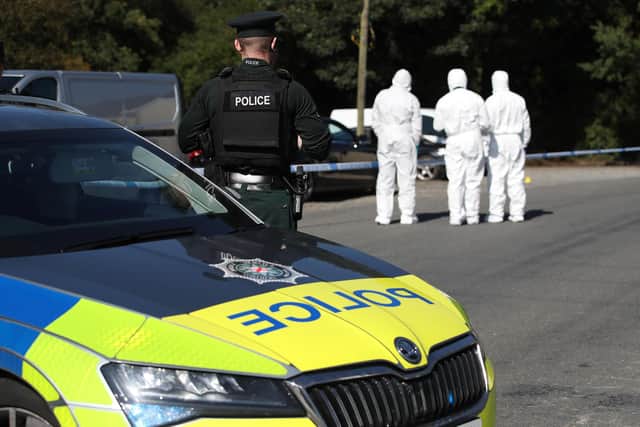 Police at the scene of the incident in Crossmaglen on September 4. Photo Declan Roughan / Press Eye