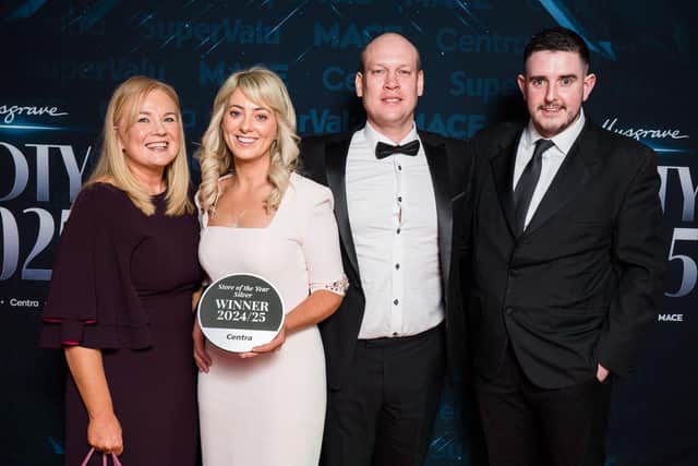 Centra High Convenience – Silver – Centra Curr Road Celebrating with a silver win in the Centra high convenience Store of the Year category are the team from Centra Curr Road, Beragh, with owner Naomi Curry (second from left).