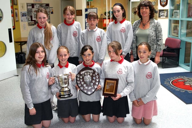 The Moira Primary School Netball team who won the Northern Bank Trophy and the June Wightman Shield in 2007