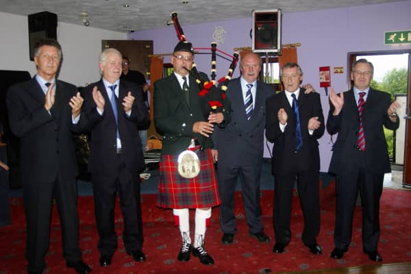 Members of the Rangers squad which won the European Cup Winners Cup in 1972 attended an anniversary function at Carrick Glasgow Rangers Supporters Club in 2007.  Included were Derek Parlane, Alfie Conn, Colin Stein, Willie Johnston and Jim Templeton. ct25-323fm