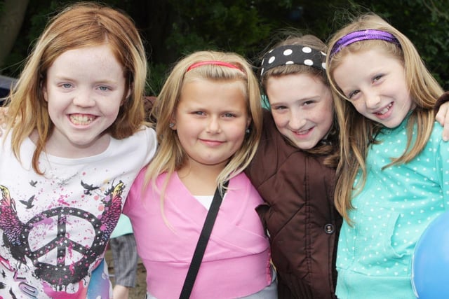 Natalie Glover, Claire Ussher, Leah Brady and Gemma Sefton at the Harmony Hill Primary School fun day in 2008