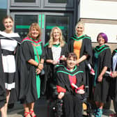 Ulster University Foundation Degree in Integrative Counselling Practice (L-R) Lecturers Angelika McClearn and Andrea Woodrow with graduates Christine Spence (Newtownabbey), Laura Stoops (Belfast), Elaine Wood (Lisburn), Rachel McKinstry (Lisburn) and Nicola McCaffery (Belfast).