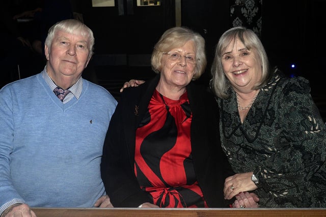 Having a great night out at the Northern Ireland Air Ambulance fundraising concert in the Ashburn Hotel are from left, Eugene and Elizabeth Barrett and Eileen Murphy. LM09-204.