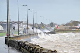 Storm Kathleen arrives in Northern Ireland as strong winds and waves batter Carrickfergus. Picture: Stephen Hamilton  / Press Eye
