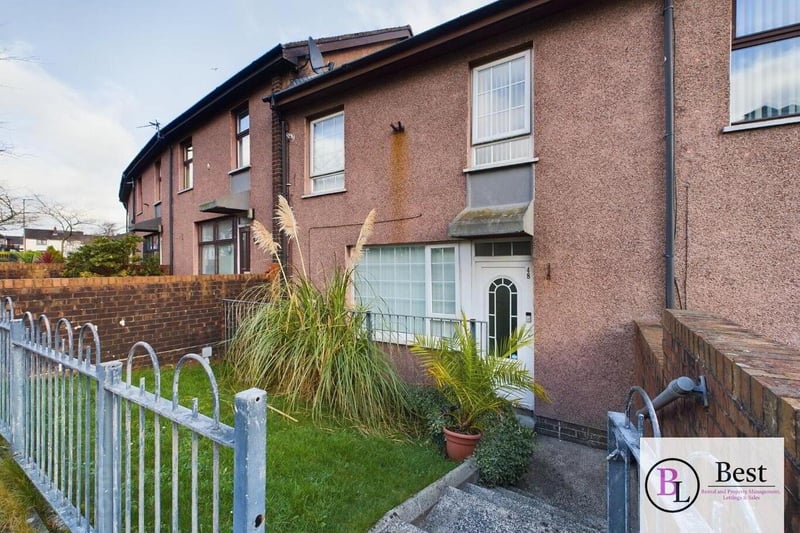 This mid-terrace property is located in a popular residential area and has a good sized lounge, modern kitchen with dining room, three bedrooms, and a shower room. It also benefits from an enclosed front garden, and a spacious area to the rear with an enclosed yard leading to a paviour driveway with ample parking. The house is close to shops, schools, local amenities and transport links. It is on the market for offers around £99,950 with Best Lets & Sales.