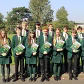 Old Scholars’ Prize winners awarded for outstanding achievement at GCSE level who all gained A* grades in each of their ten or eleven subjects include: Samuel Adams, Bryan Barr, Christopher Burns, Daniel Capper, Sarah Chapman, James Fisher, Matthew Gracey, Michael Grieve, Chrissy Hopkins, Ellie Luke, Harry Moore and Poppy Richardson. Not pictured: Nicholas Cheung.