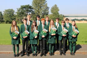 Old Scholars’ Prize winners awarded for outstanding achievement at GCSE level who all gained A* grades in each of their ten or eleven subjects include: Samuel Adams, Bryan Barr, Christopher Burns, Daniel Capper, Sarah Chapman, James Fisher, Matthew Gracey, Michael Grieve, Chrissy Hopkins, Ellie Luke, Harry Moore and Poppy Richardson. Not pictured: Nicholas Cheung.