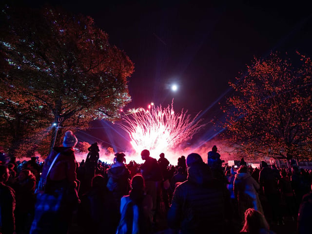 Fireworks fill the sky over Wallace Park