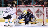 Pictured during the Colin Shields testimonial in 2017 is Belfast Giants' Hall of Famer Mark Morrison (white jersey). Picture: William Cherry / Presseye