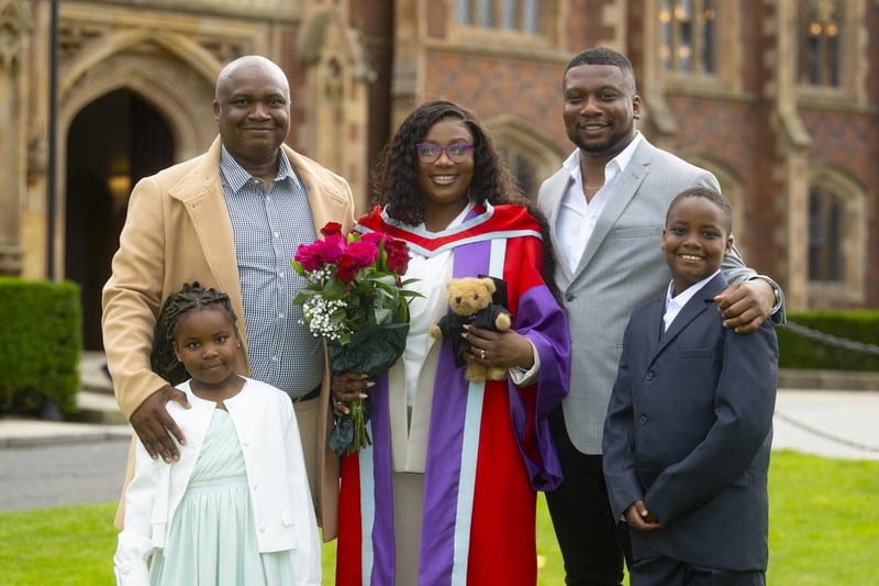 Blessing Chukwuka, from Nigeria, pictured with her family, from left: daughter Amanda, husband Steven, brother Austin, and son Jason.