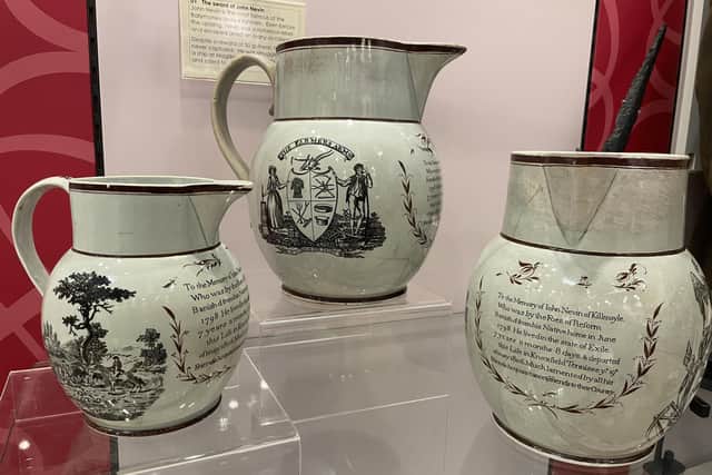 Ballymoney Museum has received an exceptionally rare donation with links to the United Irishmen and the 1798 rebellion - a jug which commemorates the life of John Nevin of Derrykeighan. Credit Causeway Coast and Glens Council