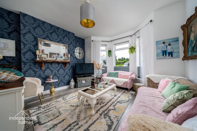 Lounge with bay window.