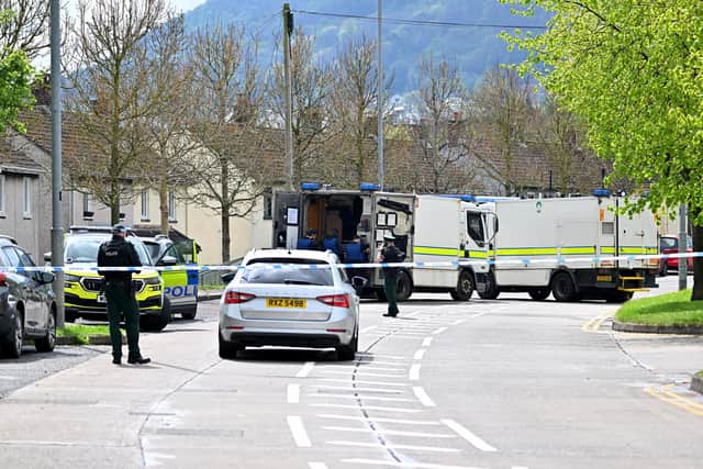 The scene of the security alert in Rathcoole on Saturday. Picture: Press Eye.