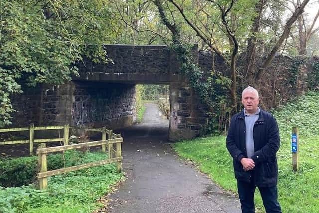 Councillor Alex Swan pictured close to where the WWII grenade was found in the River Lagan