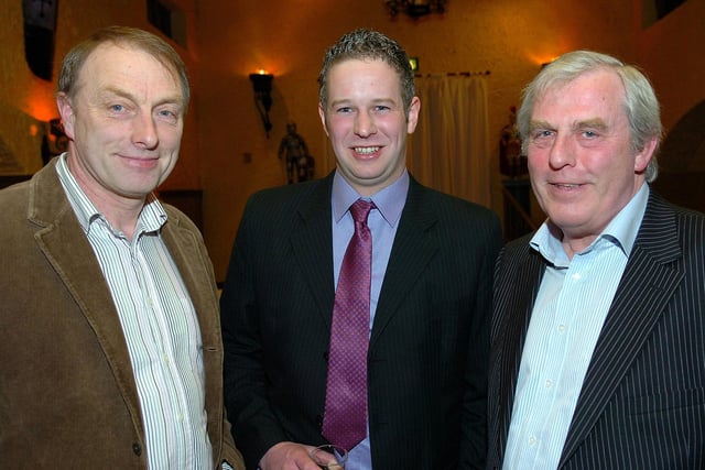At the Moneymore Young Farmers Club annual dinner held in Hanover House were Hugo Lennox, Philip Keatley and George Glover.