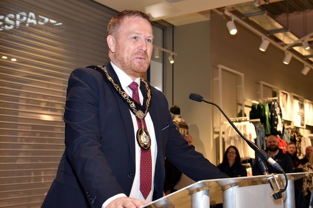 Mayor of ABC Council, Councillor Paul Greenfield at the official opening of Primark, Rushmere. PT50-215.