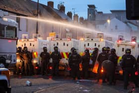 Police in Ballymena during disorder in June 2025. Picture: Press Eye